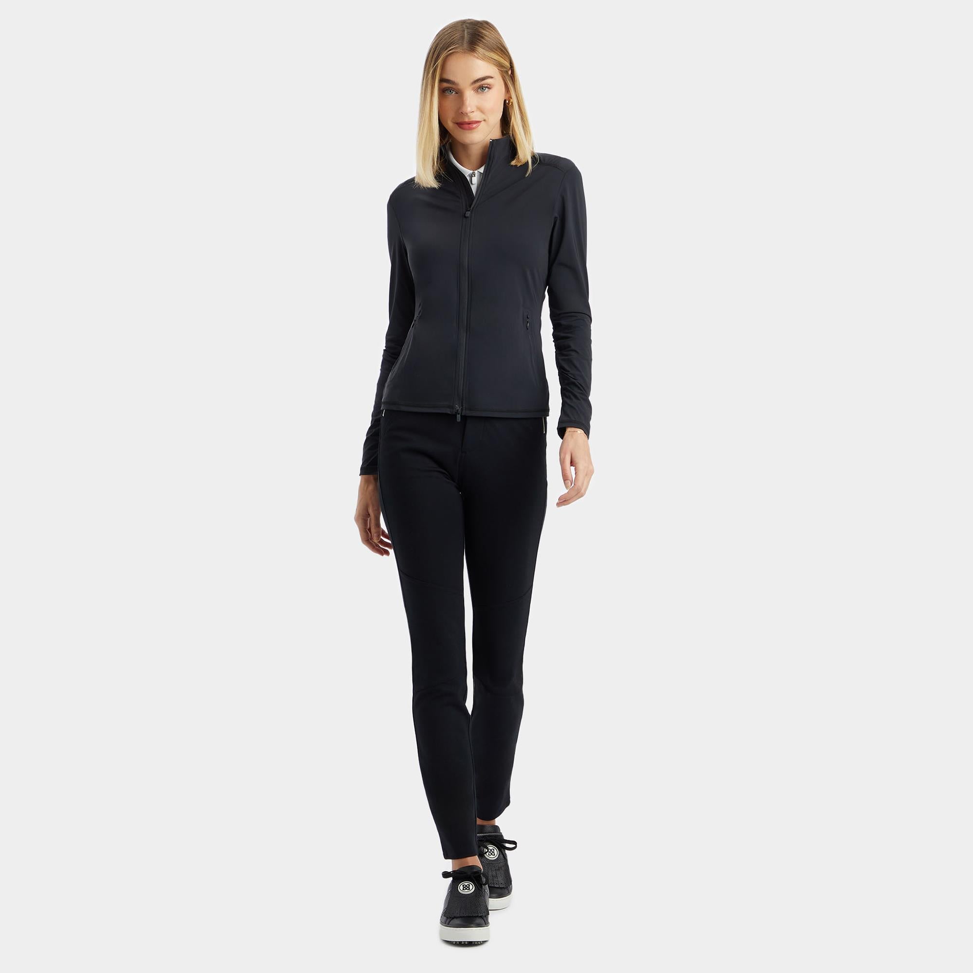 G/FORE Silky Tech Nylon Ruched Gradient Heart Ladies Golf Mid Layer Onyx